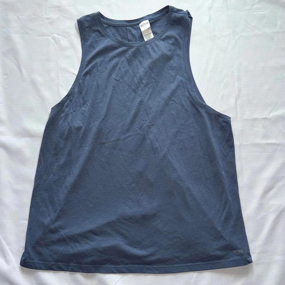 Victoria Secret Sport Lace Back Tank Women's Blue Workout Gym Lounge Sexy